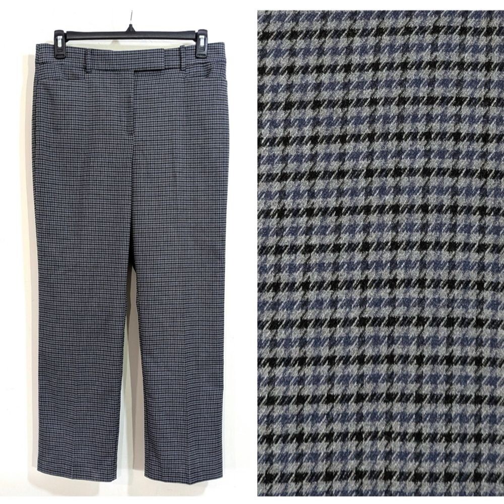 LOFT Blue, Black & Grey Herringbone Pants - Size 10 Womens